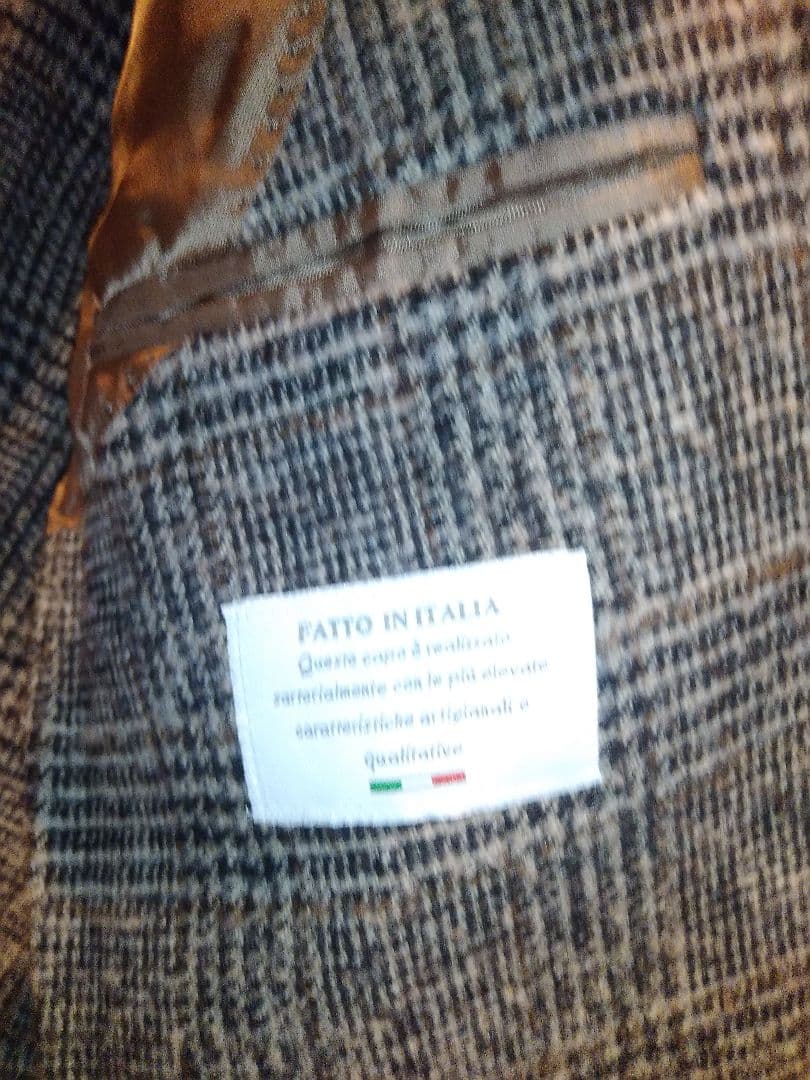 イタリアFUGATOフガートグレンチェックジャケット/ブラウン