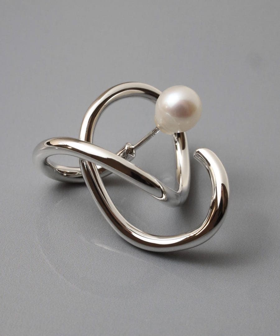e.m.ピアス ノットピアス パール キャッチ シルバー