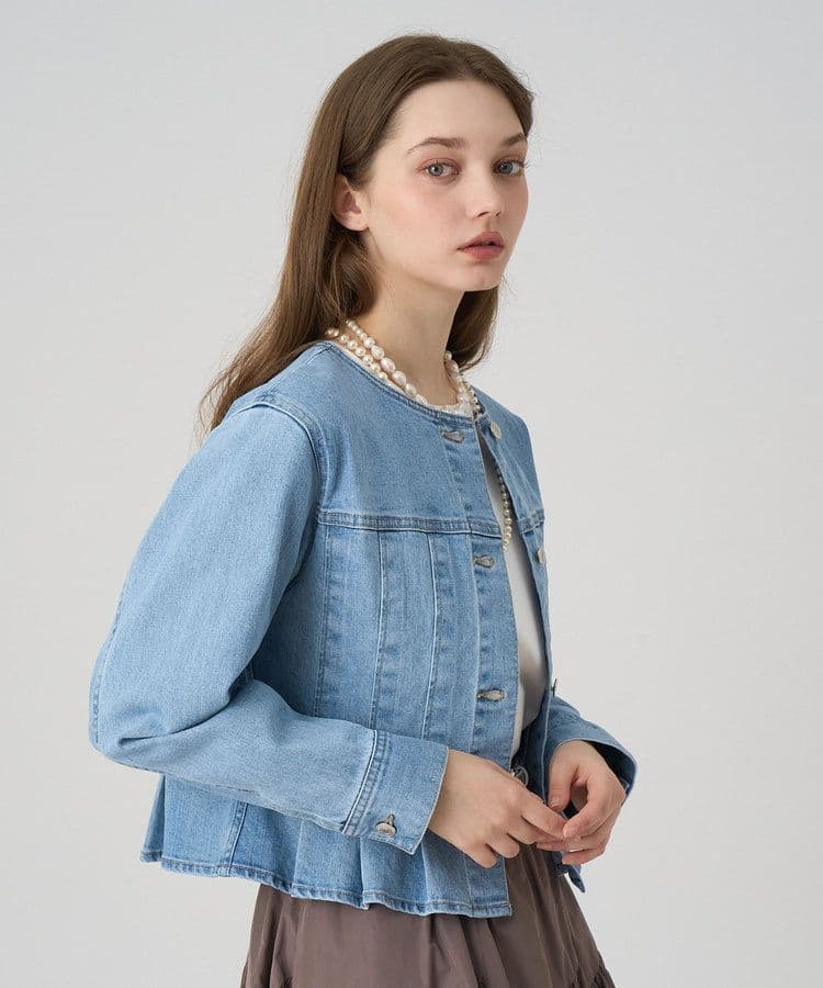 ANAYI ストレッチデニムノーカラー ジャケット サイズ38