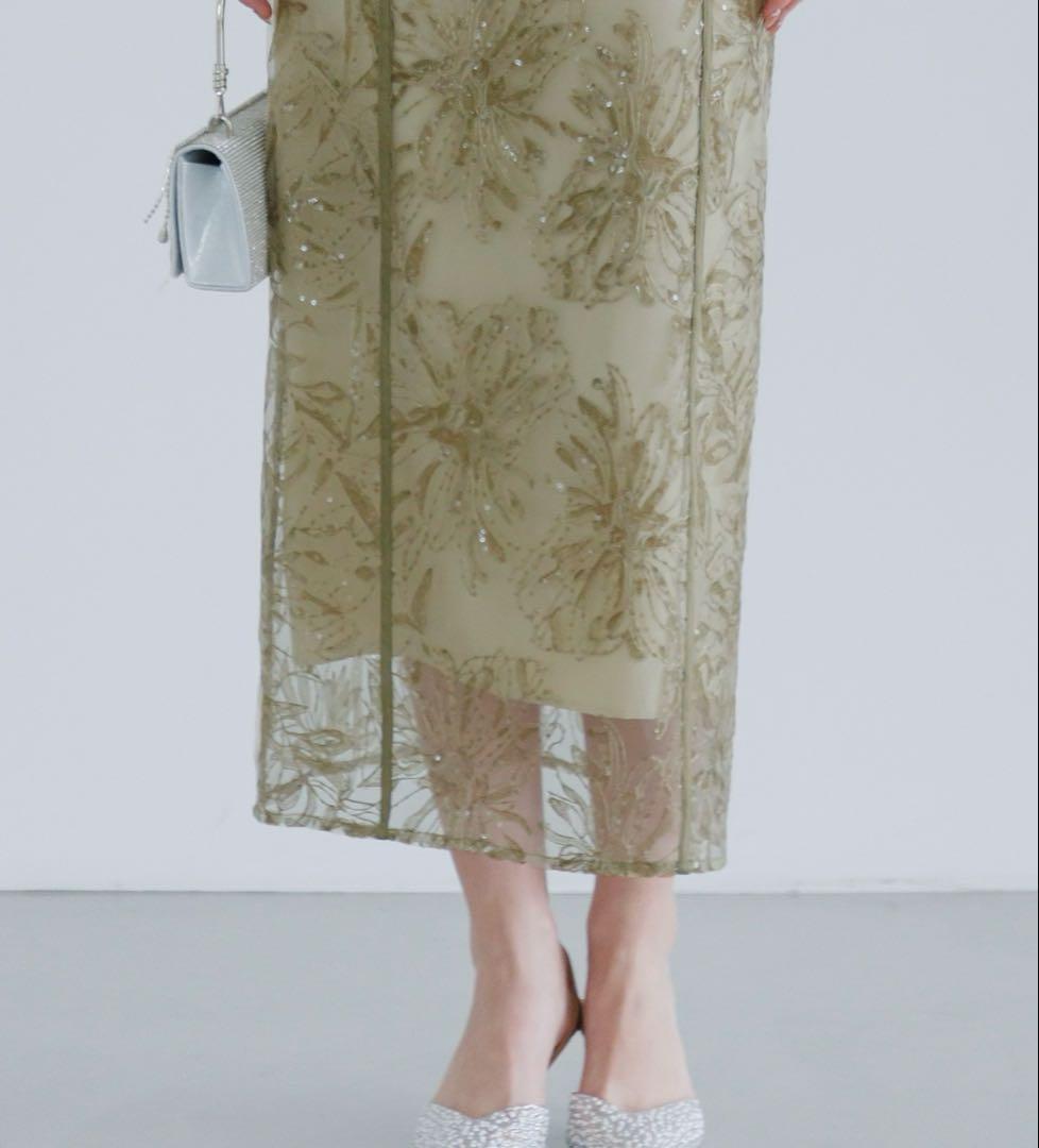 【LEJA】アシンメトリーシアーフラワードレスワンピース