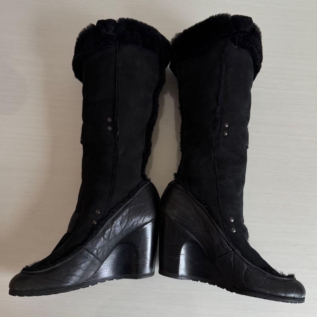 FENDI フェンディ ロングムートンブーツ　スエード　ベルト　イタリア製　黒