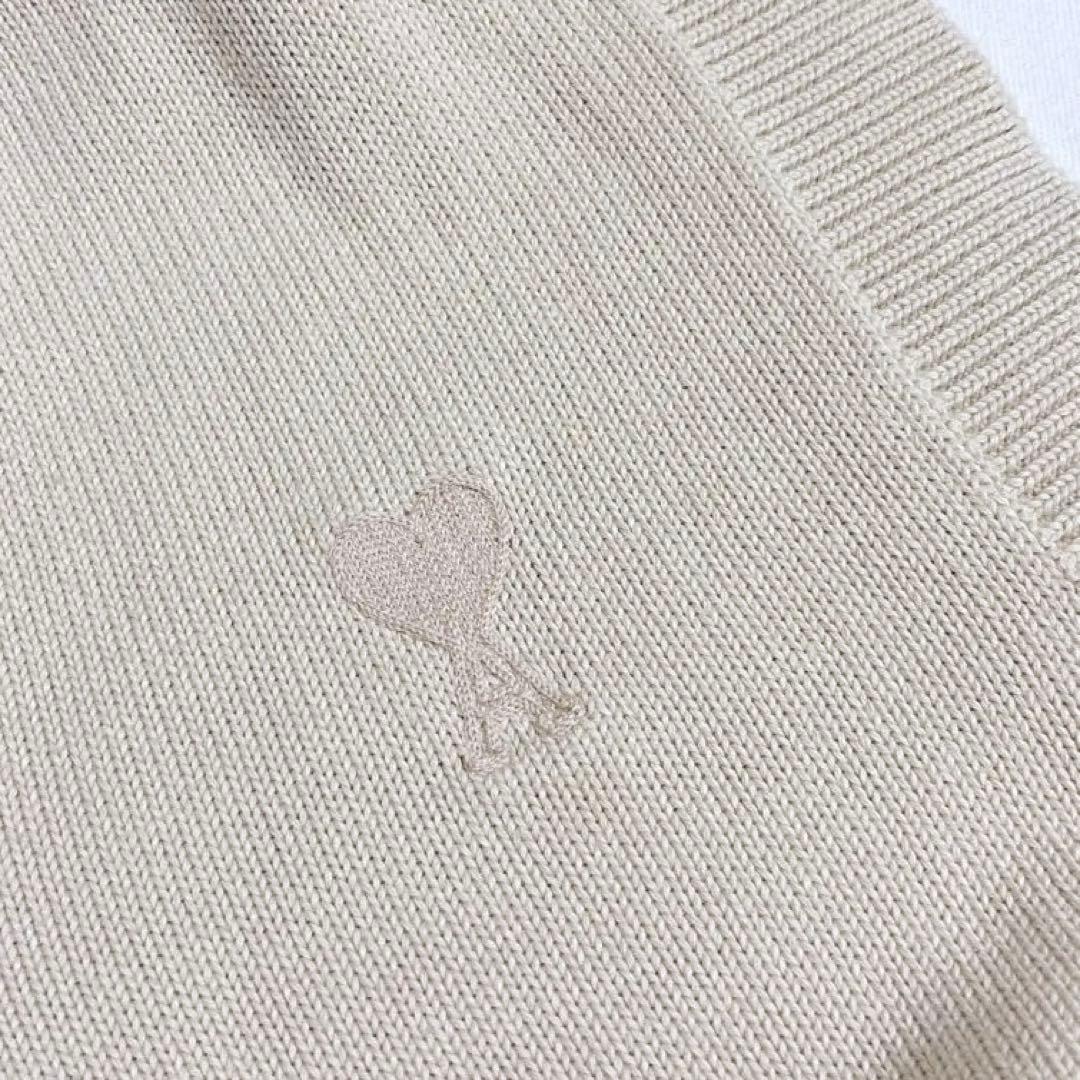 美品✨ami Vネックニットベスト ロゴ刺繍 ハート リブ F