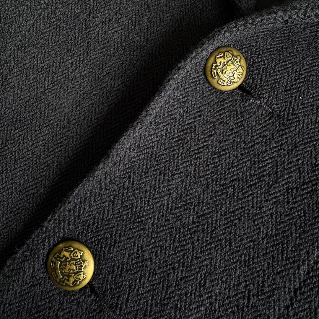 ポロラルフローレン エンブレム刺繍 紺ブレ 金ボタン ヘリンボーン S相当 細身