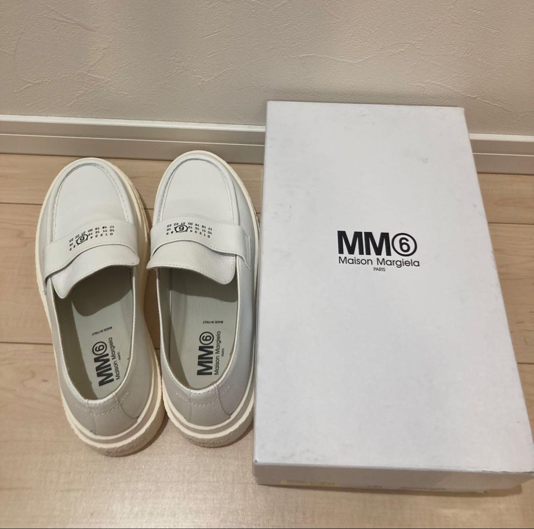 【新品未使用】MM6 ホワイト厚底ローファー40