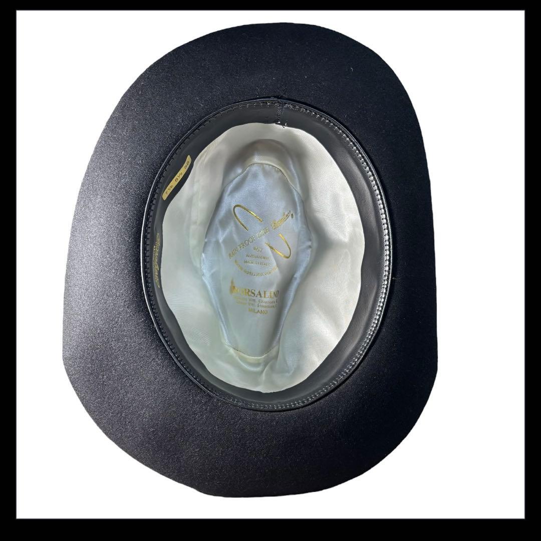 【美品】Borsalino ボルサリーノ リボン付き 中折れハット ブラック