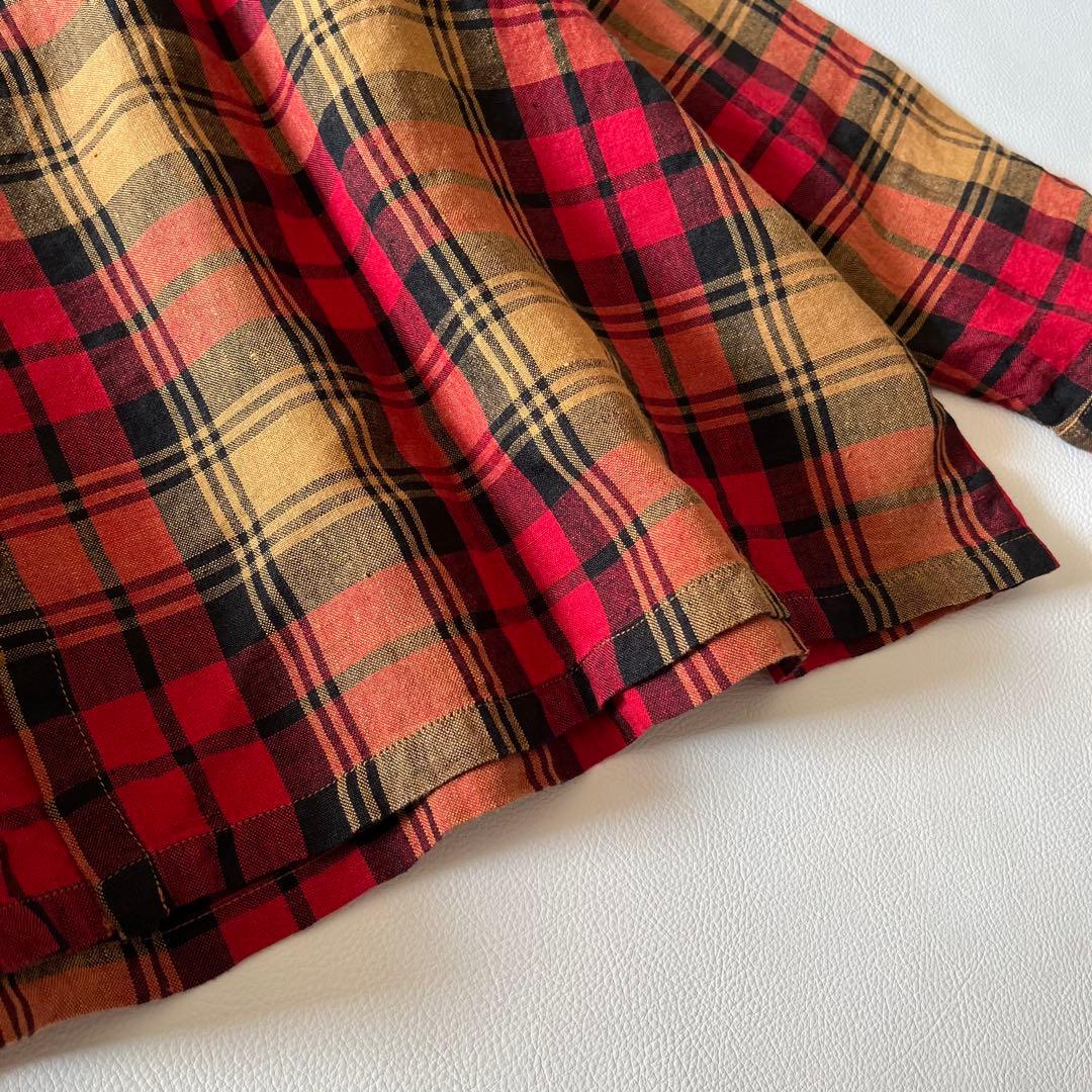 b1232＊ イチアンティークス リネンタータンチェックシャツ