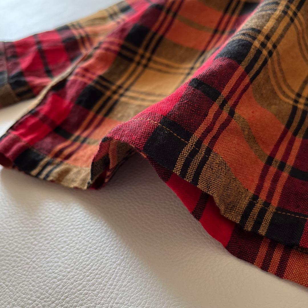 b1232＊ イチアンティークス リネンタータンチェックシャツ