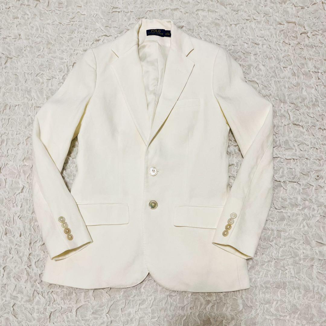 【美品】poloRalphLaurenイタリア製リネン白ジャケット現行タグM