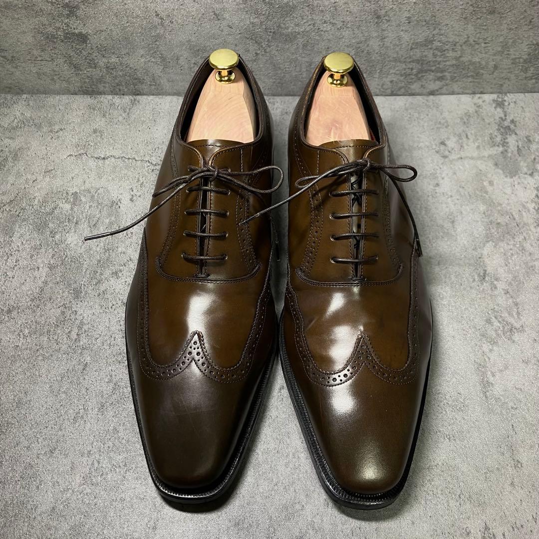 未使用級　リーガル　ビジネスシューズ　02CR　ウイングチップ　茶　2265
