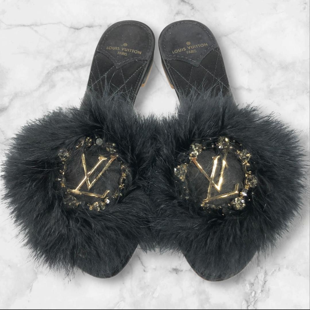 未使用品 ルイヴィトン 靴 23cm LV金具 ミュール サンダル シューズ