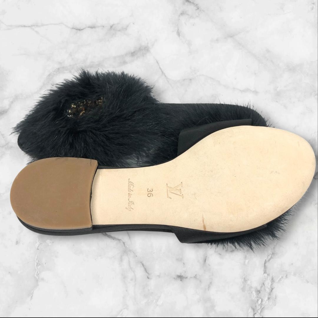 未使用品 ルイヴィトン 靴 23cm LV金具 ミュール サンダル シューズ