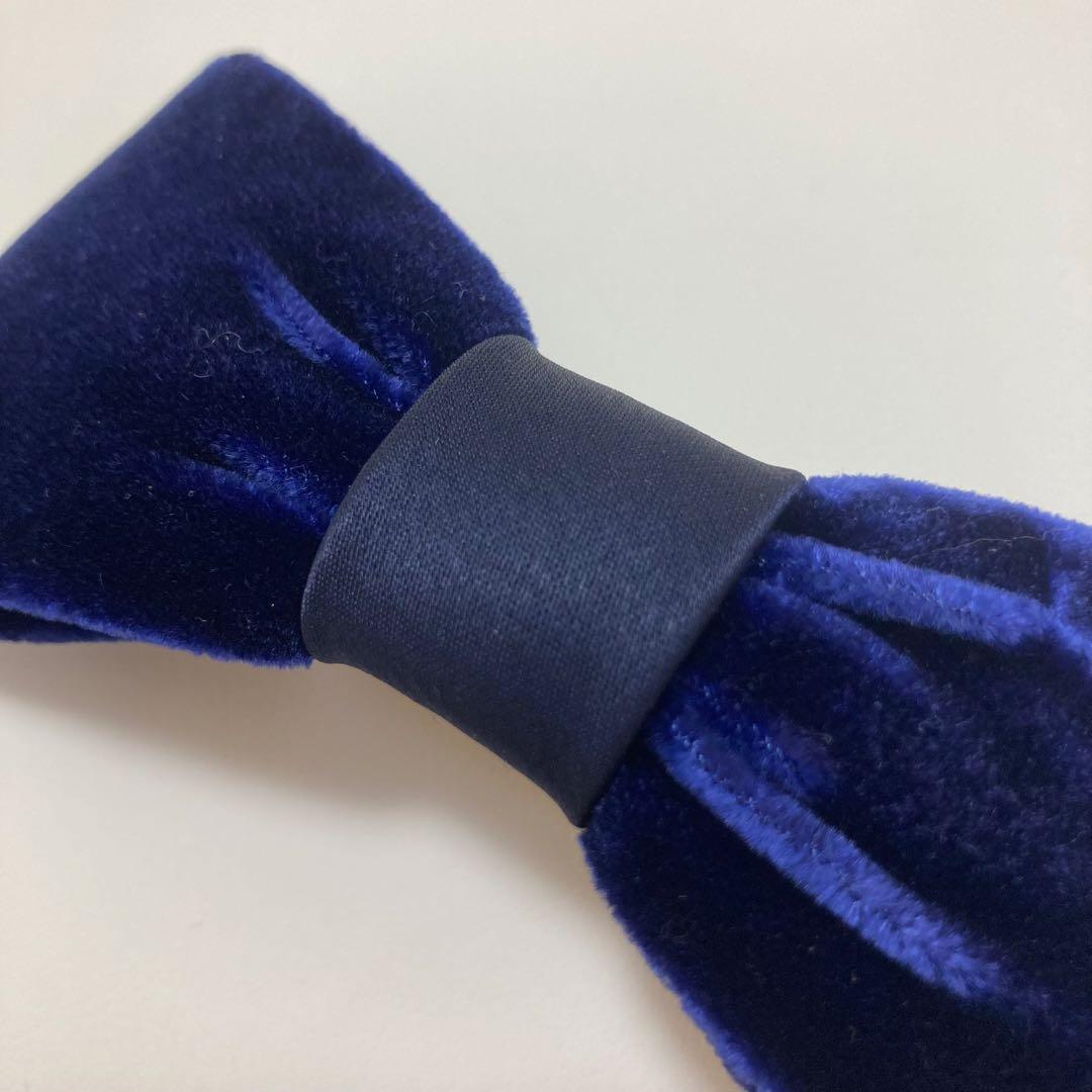 新品☆alexandre de paris☆ベロアリボンバレッタ ネイビー