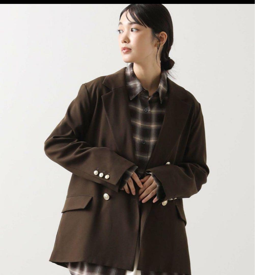 グレディブリリアン 未使用に近いブラウン ツイルテーラードダブルジャケットM38