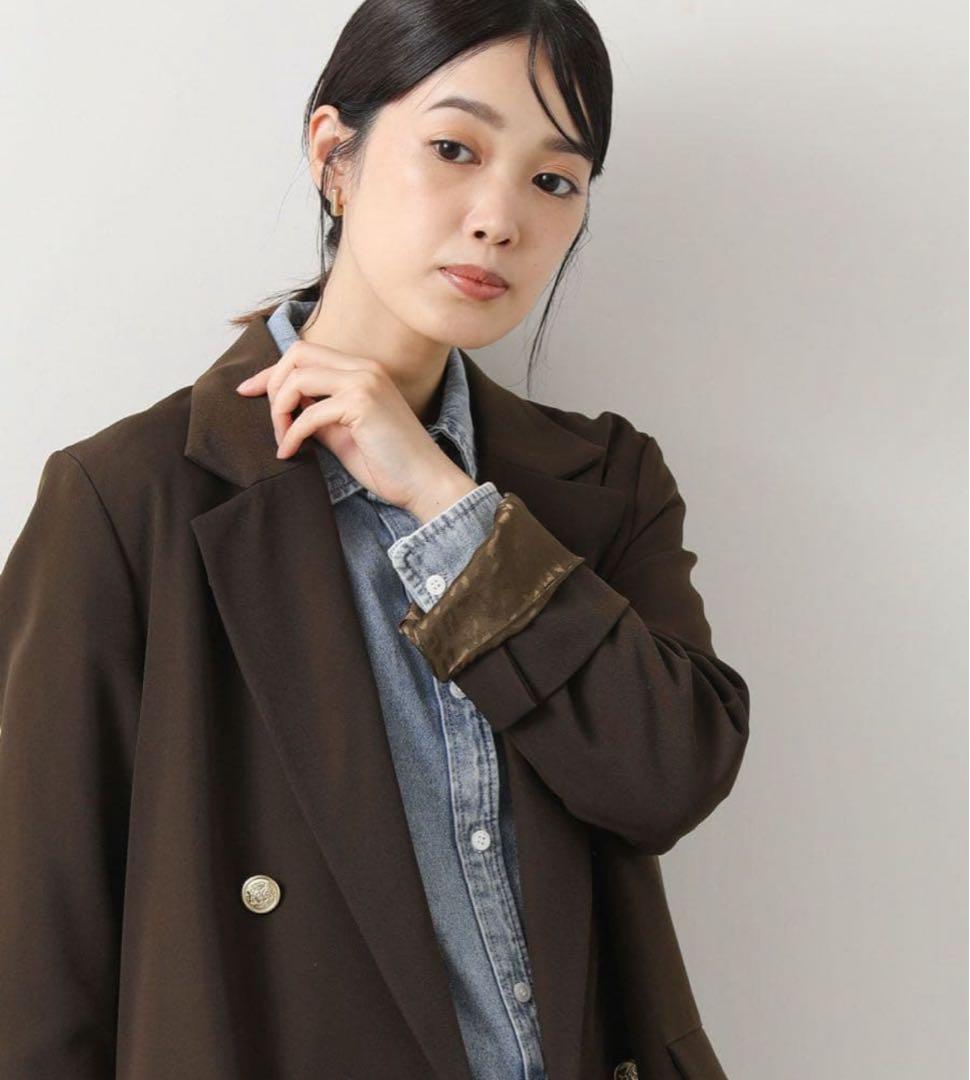 グレディブリリアン 未使用に近いブラウン ツイルテーラードダブルジャケットM38