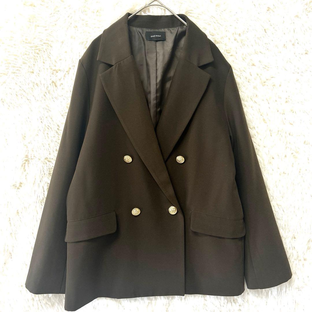 グレディブリリアン 未使用に近いブラウン ツイルテーラードダブルジャケットM38