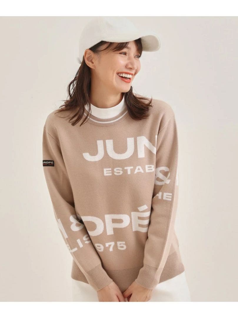JUN &ROPE BIGロゴグラフィック長袖ニットプルオーバー