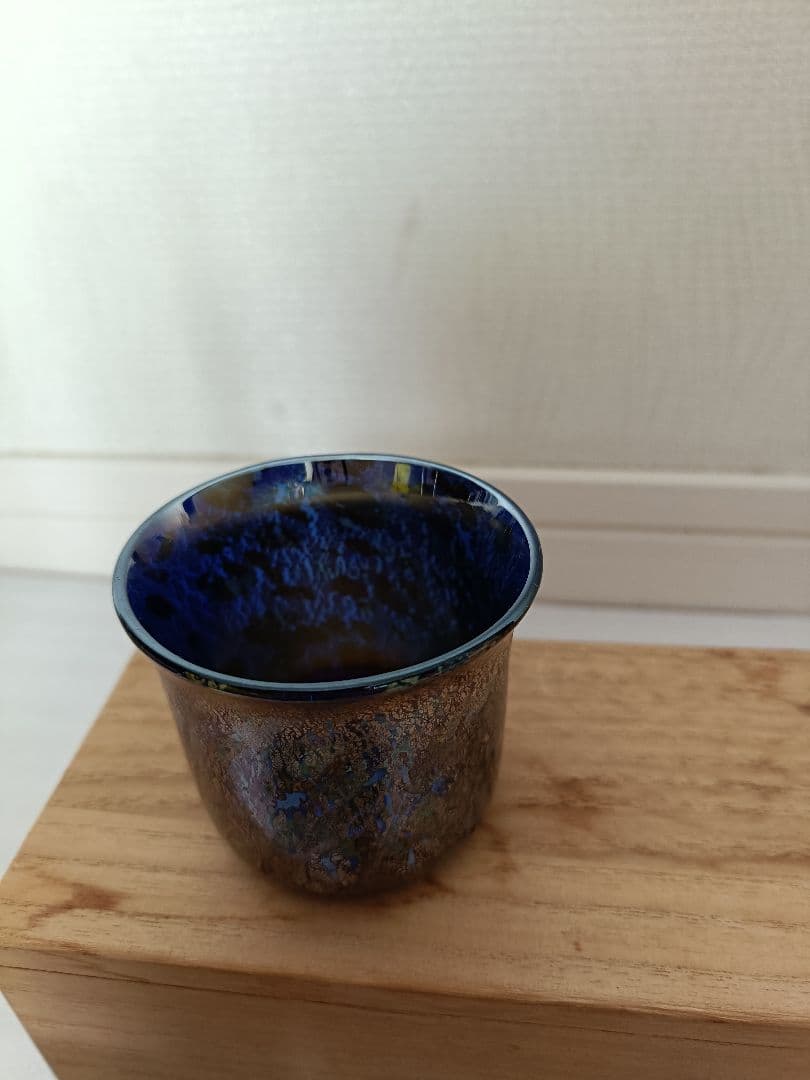 銀彩変ガラス　ぐい呑み5個セット　江副行昭作品