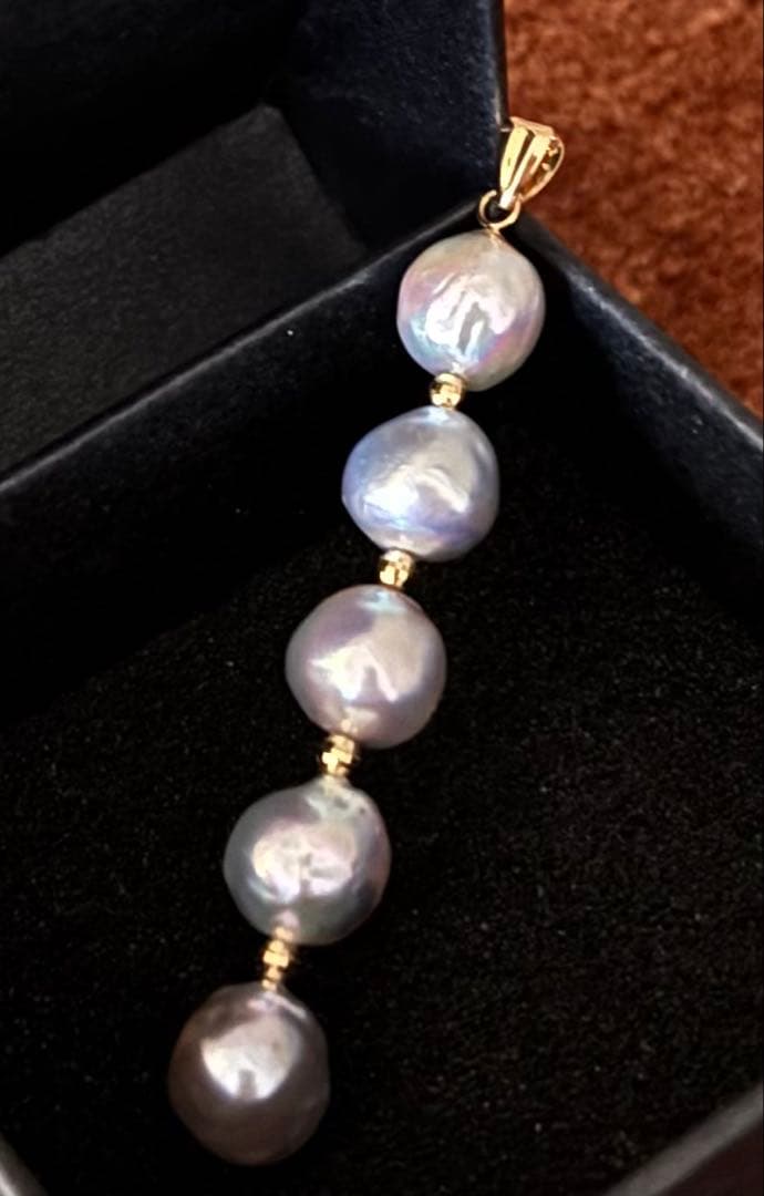 未使用 K18YG アコヤ真珠 マルチカラーバロック ペンダントトップ GSTV