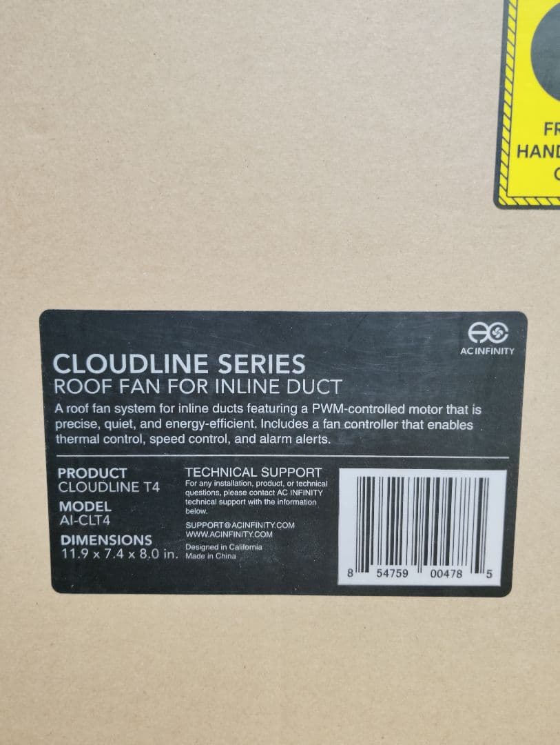 AC INFINITY AI-CLT4 インライン ダクトファン 未使用品