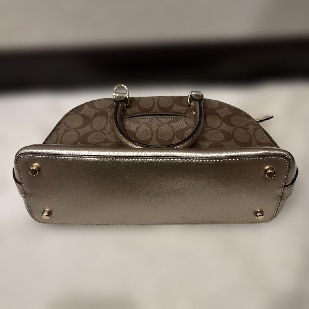 コーチ ハンドバッグ ブラウン シルバー ショルダー付き