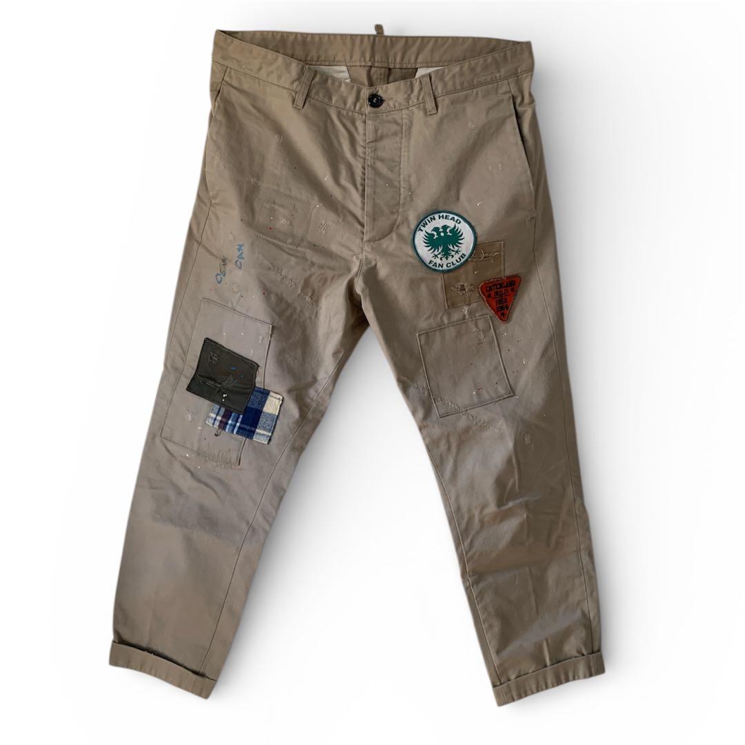 DSQUARED2 パンツ ロングパンツ ダメージ加工 エンブレム メンズ 46