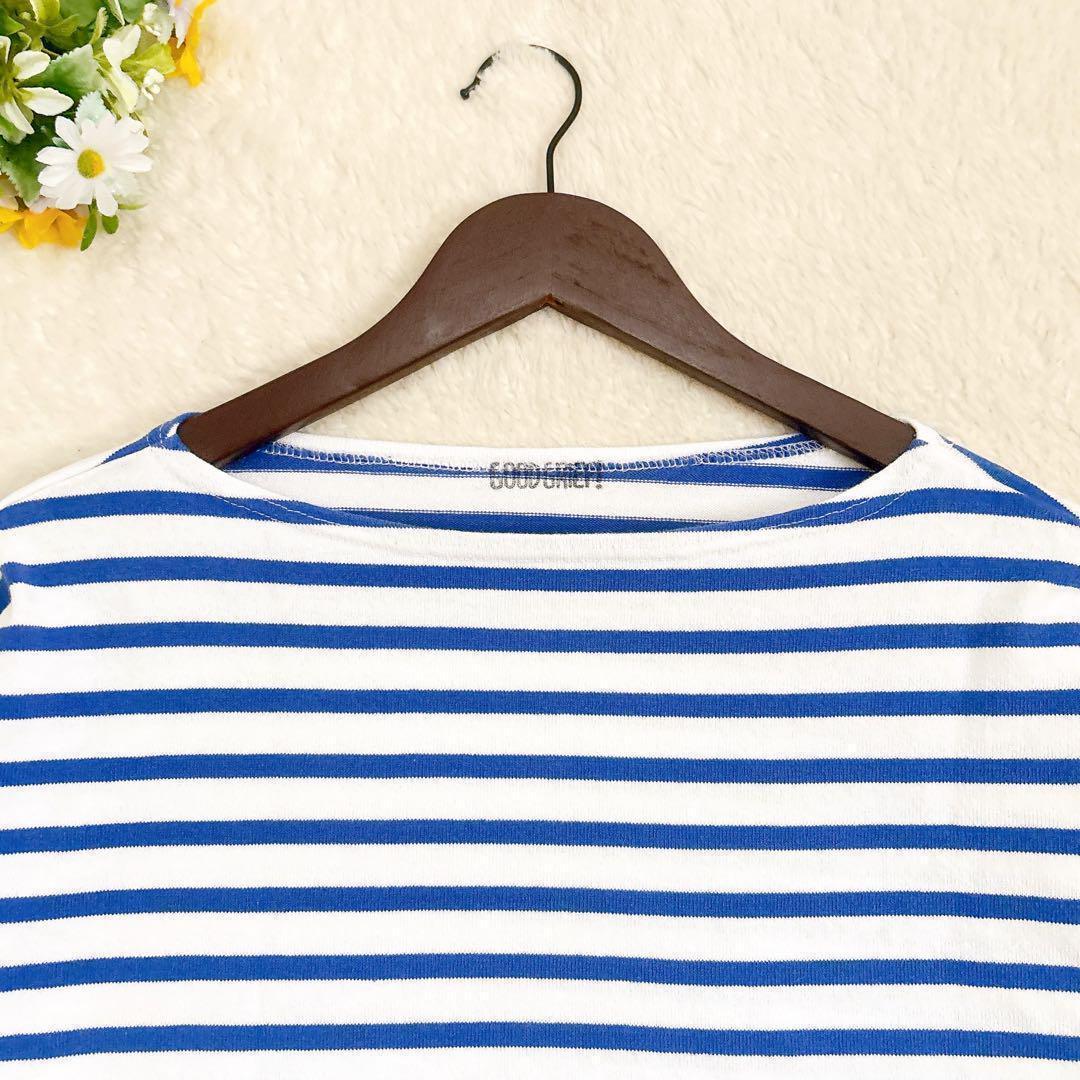 《新品》グッドグリーフ SHORT BORDER TOP 長袖 ブルー 白 F