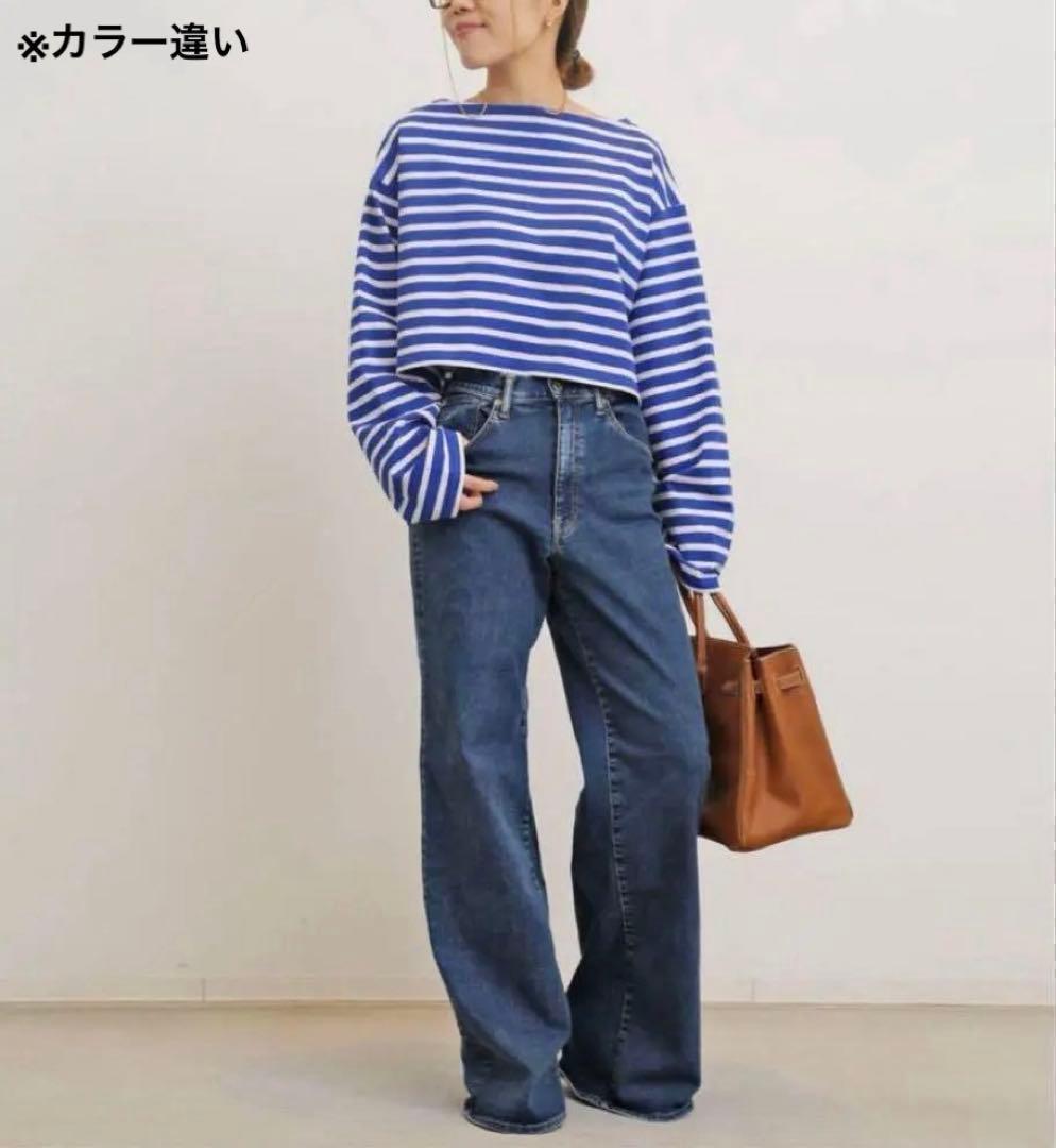 《新品》グッドグリーフ SHORT BORDER TOP 長袖 ブルー 白 F