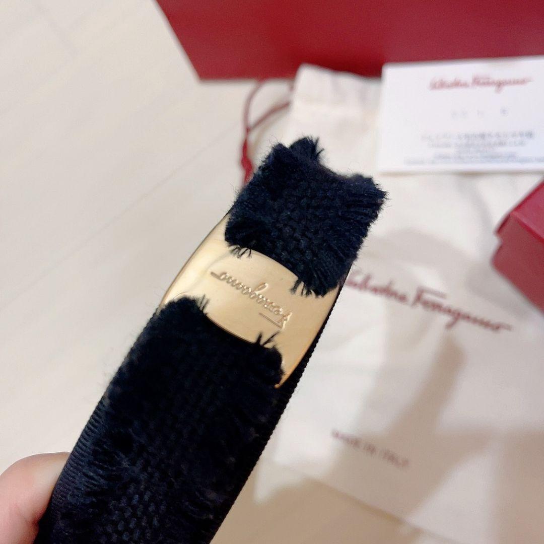 ferragamo フェラガモ　カチューシャ　リボン　ブラック　フリル　レア