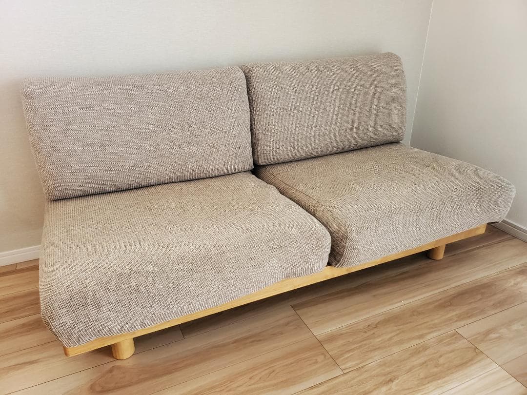 【デニデニ様】無印良品　ゆったり座れるアームレスソファ　２シーター　ベージュ