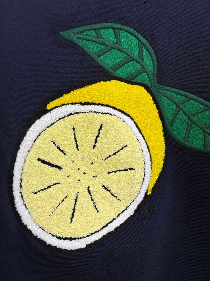 amiparis レモン刺繍 ネイビー スウェット アミパリス S