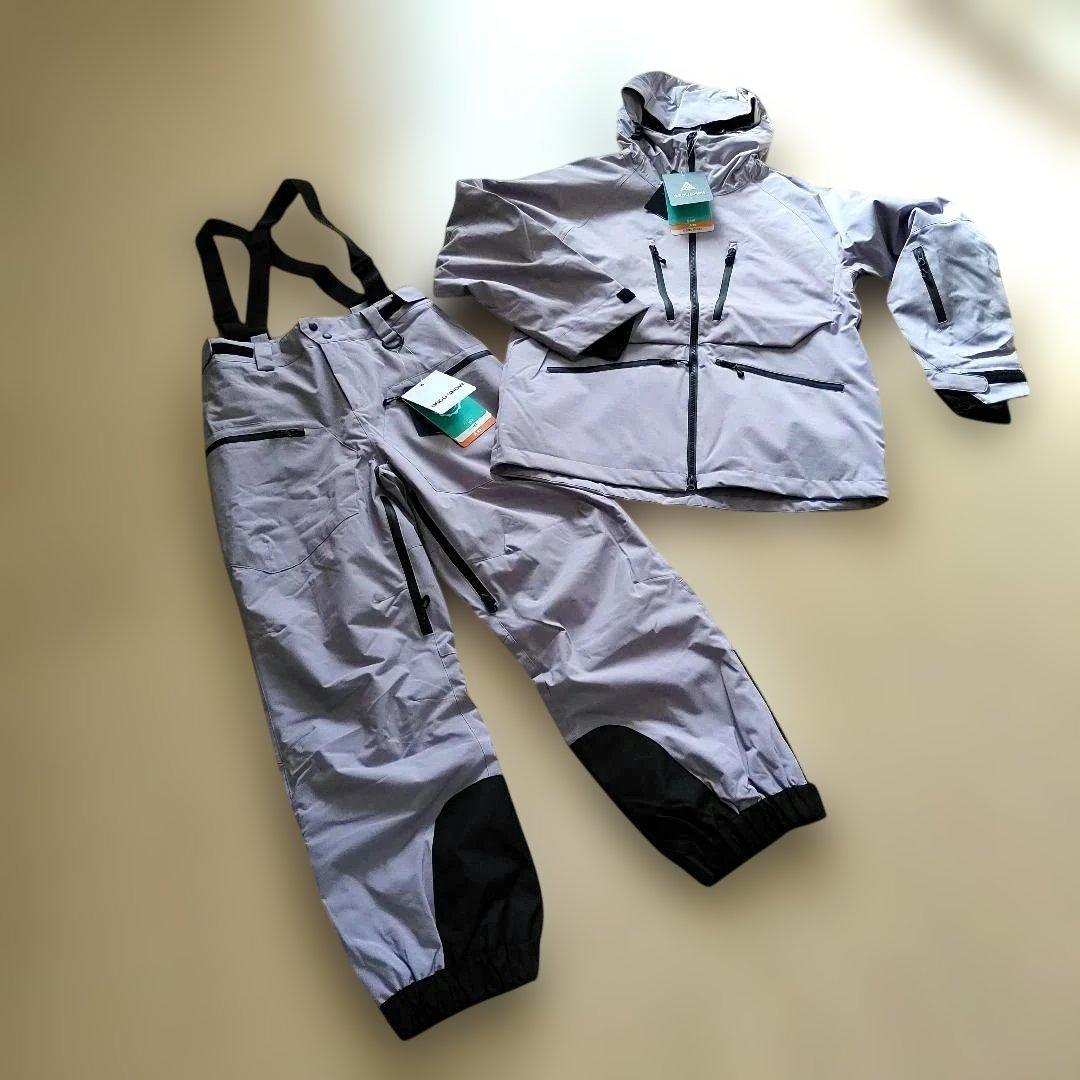スノーボードウェア上下セット S寸　レディース　パープルグレー　スノボスキー