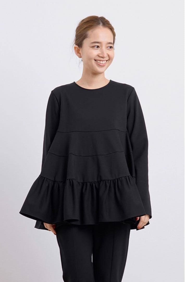 yori♡ぬくぬくティアードフリルブラウス♡ブラック36