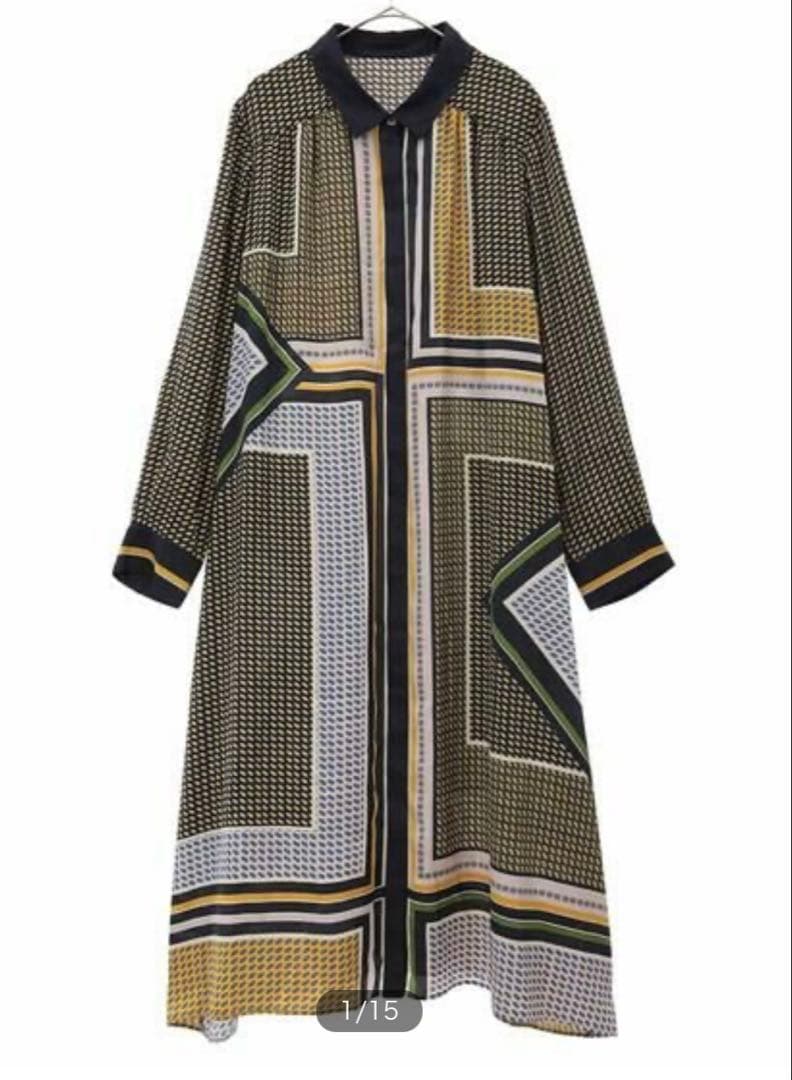 新品 HIROKO BIS ヒロコビス ジオメトリックプリントワンピース 11号