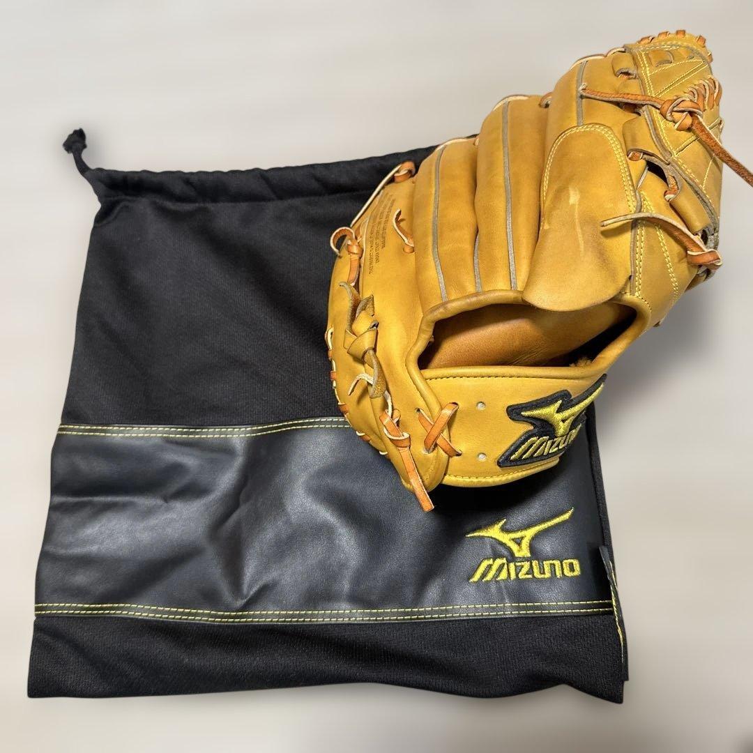 Mizuno Pro 軟式グローブ イエロー 収納袋付き