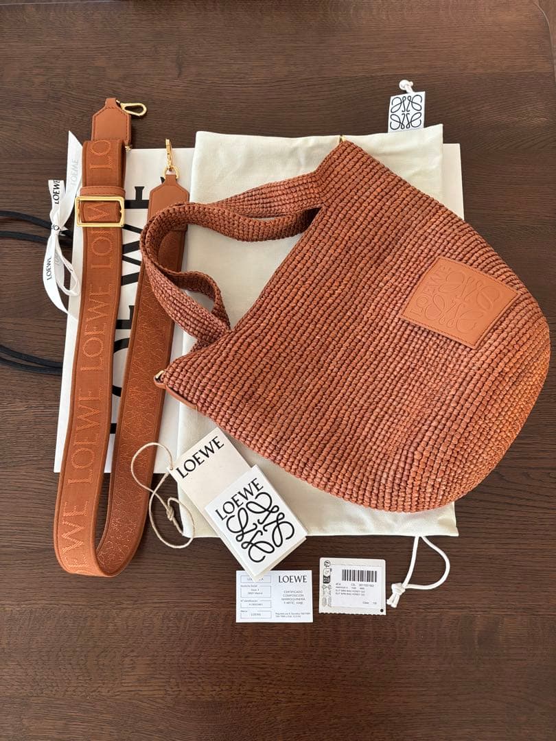 LOEWE ロエベ スリットバッグ ミニ（ラフィア＆カーフ）2way ショルダー