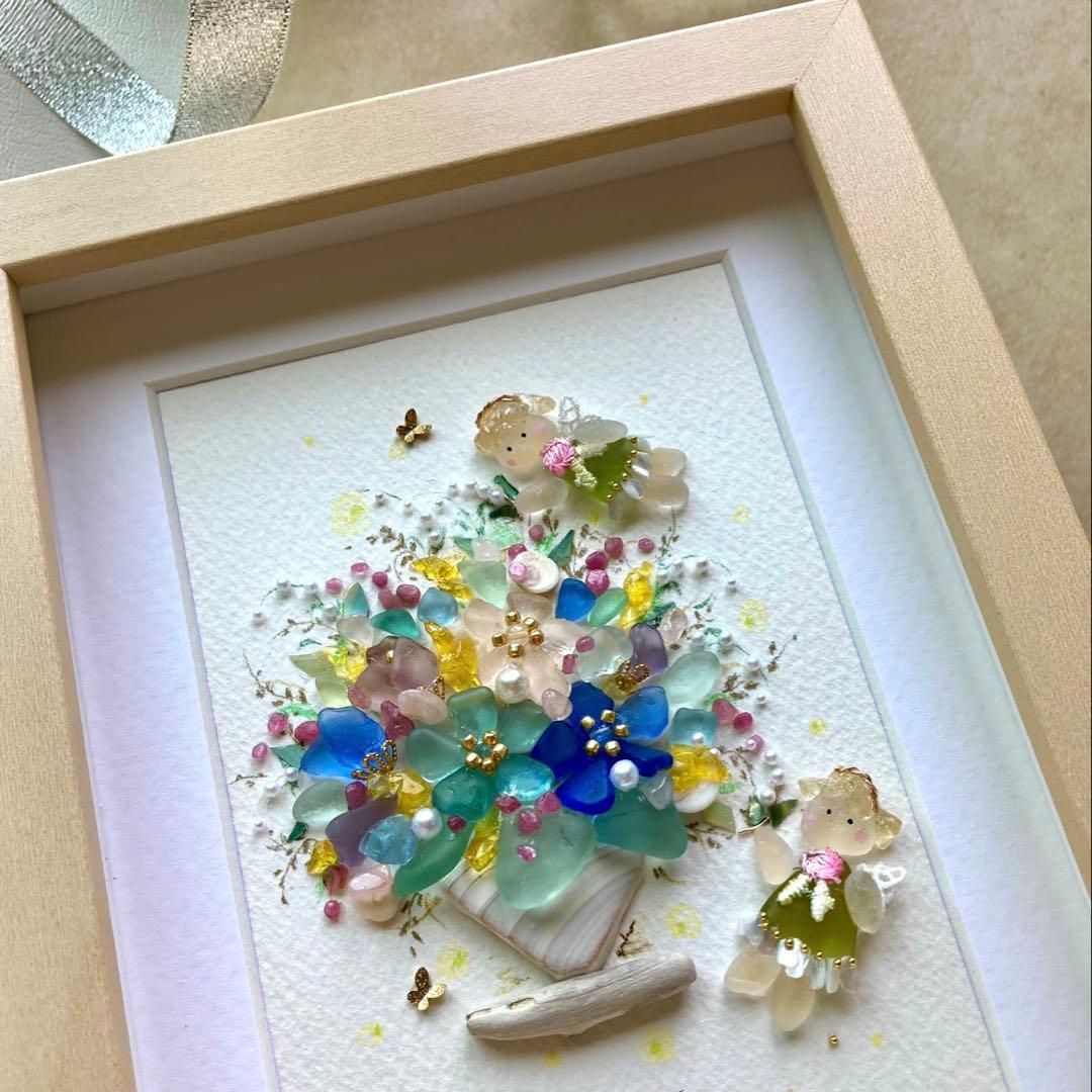 いちご　オーダー受付　シーグラス／天然石／フレームアート