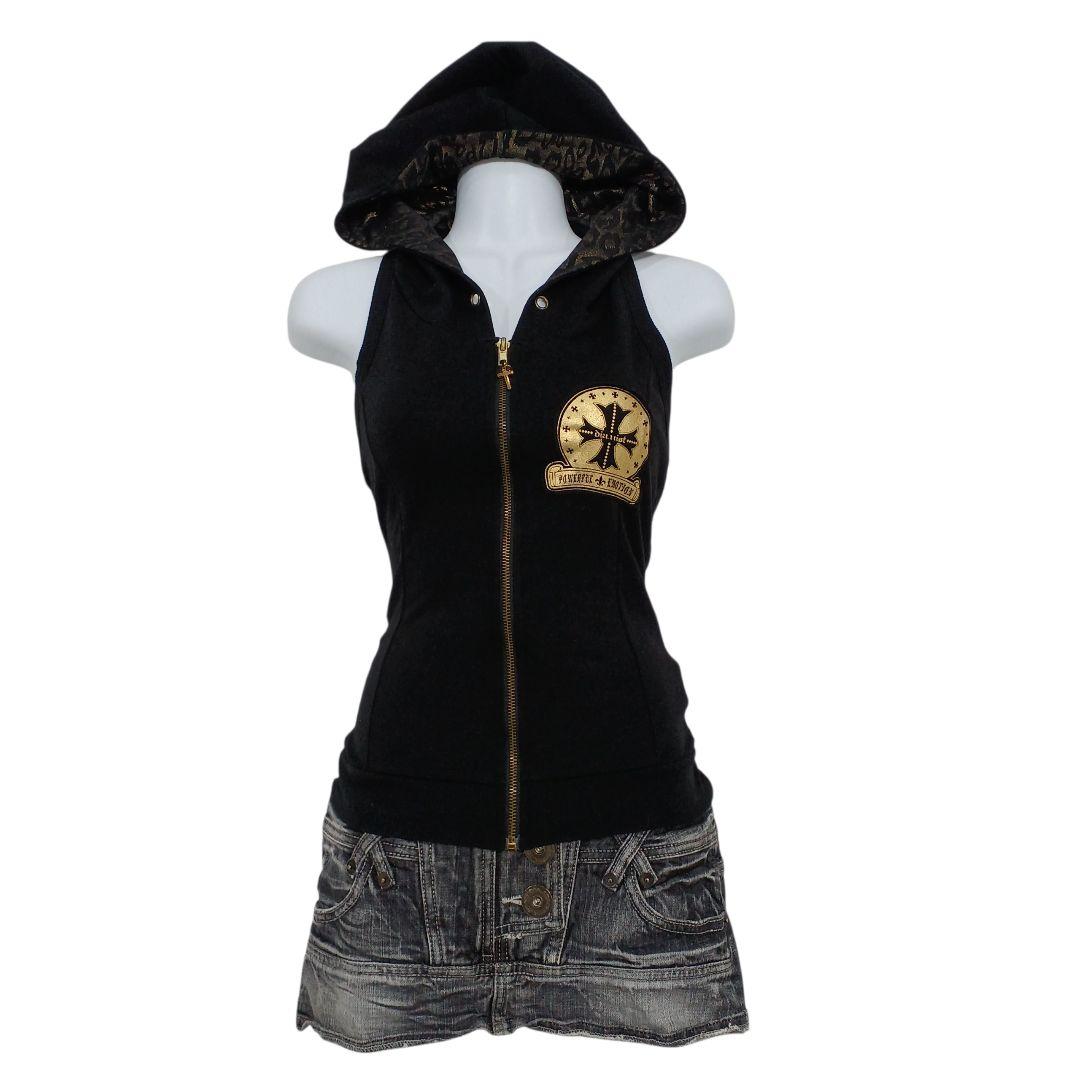 d.i.a. ノースリーブ 背中あき ビッグフード レオパード パーカー ダイヤ