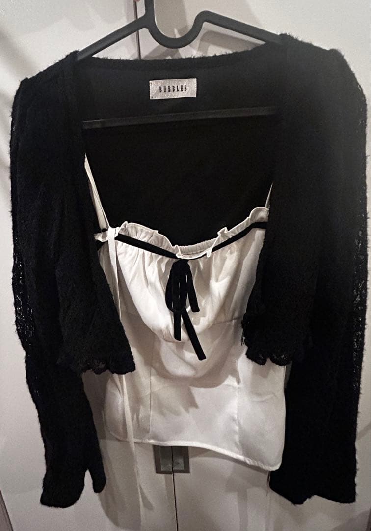 BUBBLES TOKYO シャギーレースアンサンブル　ブラック
