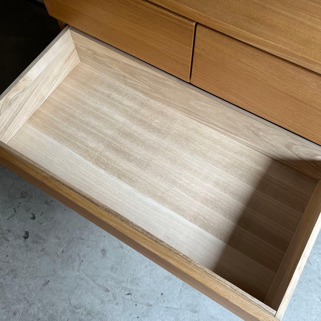 しばっこ★無印 木製チェスト・４段ワイド・タモ材 ナチュラル