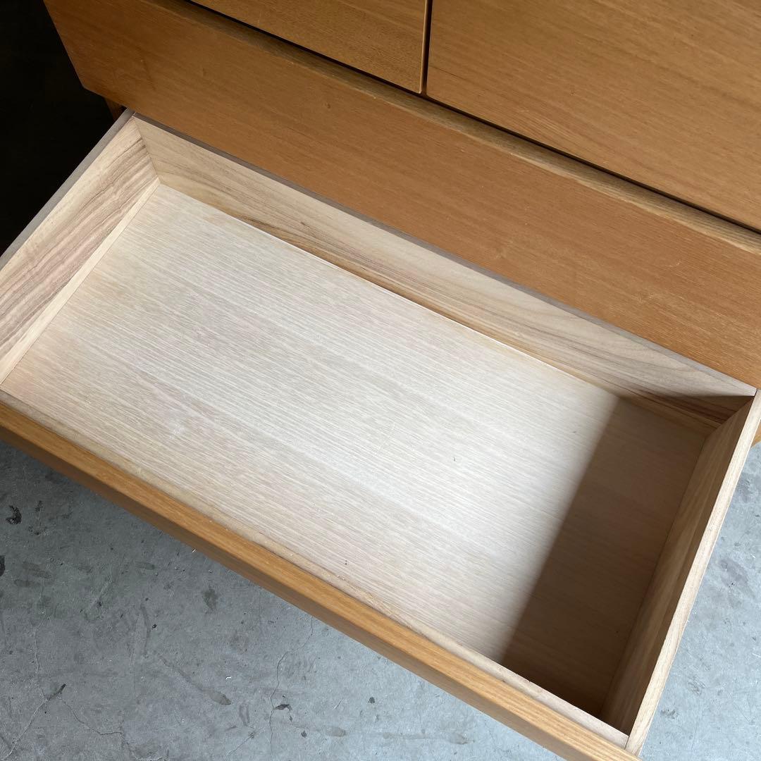 しばっこ★無印 木製チェスト・４段ワイド・タモ材 ナチュラル