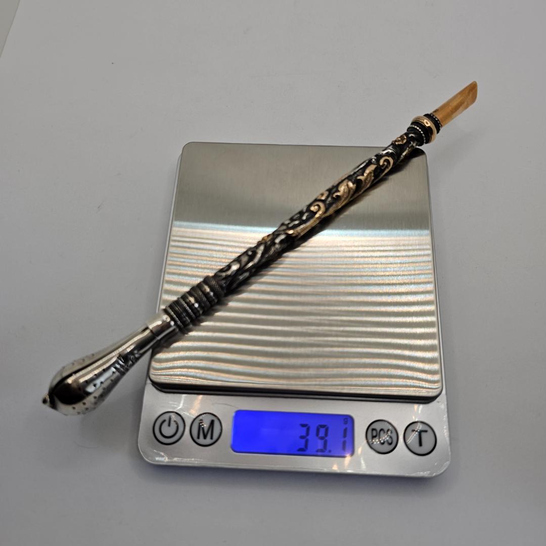 極上】アルゼンチン ボンビージャ 銀製 18K マテ茶ストロー 金装飾