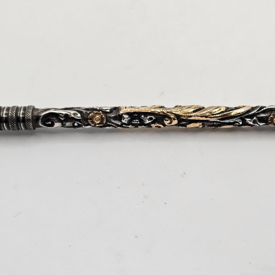 極上】アルゼンチン ボンビージャ 銀製 18K マテ茶ストロー 金装飾