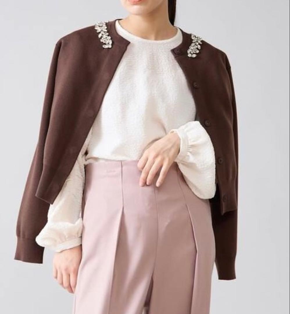 【TIARA】ビジューネックカーディガン