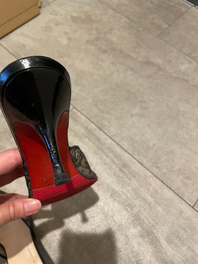 Christian Louboutin ブラック レース ミュール　38