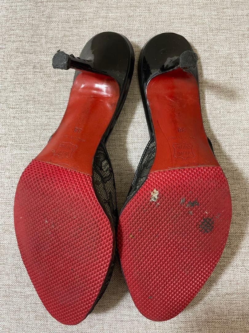 Christian Louboutin ブラック レース ミュール　38
