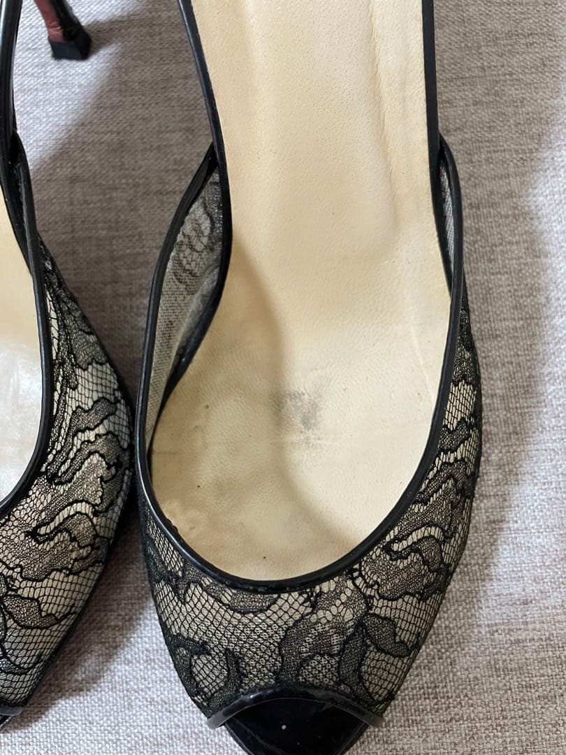 Christian Louboutin ブラック レース ミュール　38