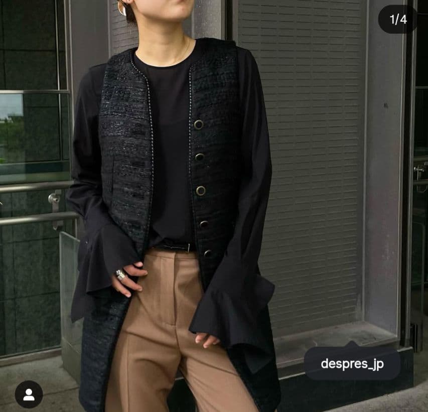 DES PRES　シックツイードミドルジレ