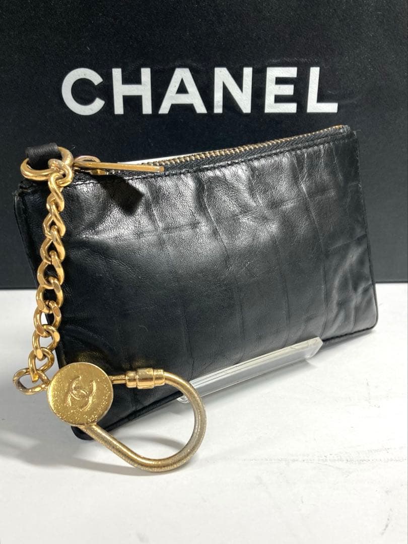 シャネル　チョコバー　レザー　キーリング付き　ケース　カードケース　訳あり