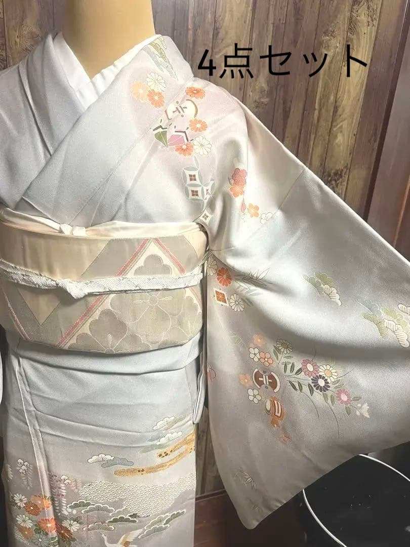 訪問着　4点フルセット　卒業式　入学式　七五三　結婚式　お宮参り　ブルーグレー
