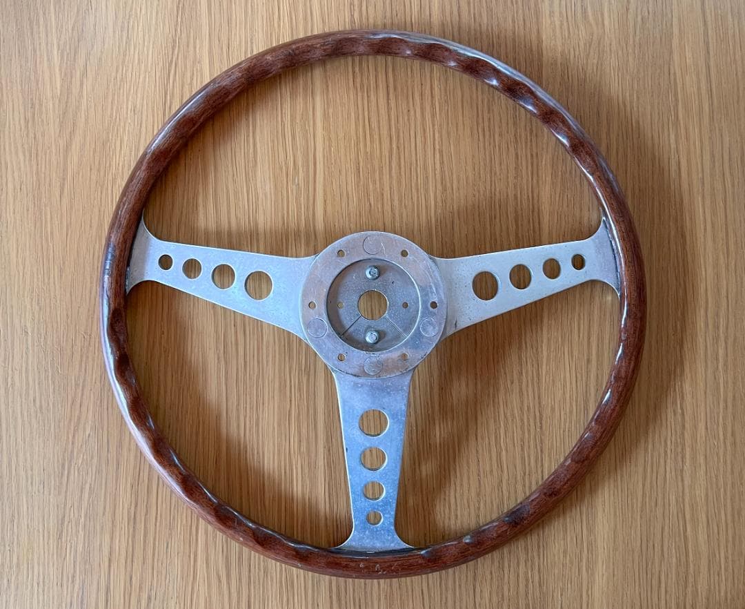 レスレストン　グランプリ　ウッドステアリング　390mm　カラー付き　当時もの